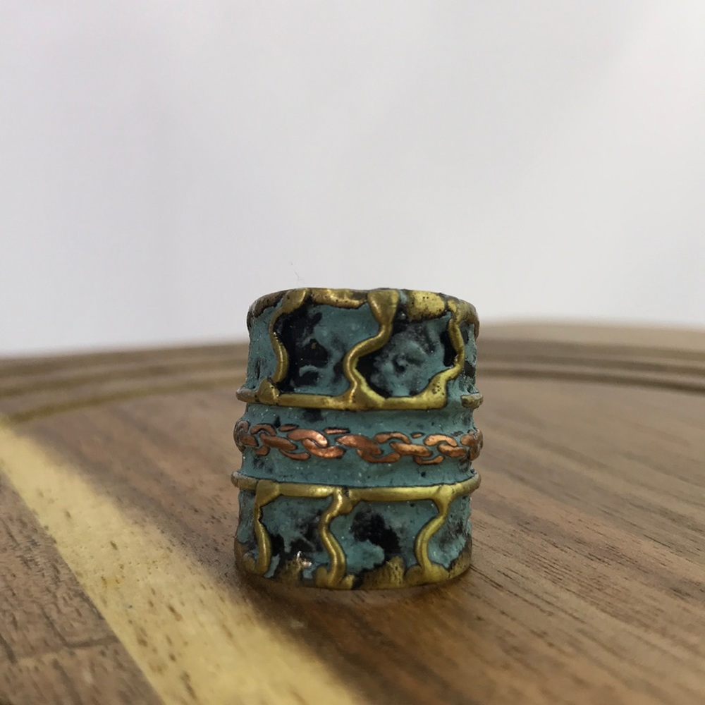 Beautiful Patina Brass Finish Cuff Ring Adjustable